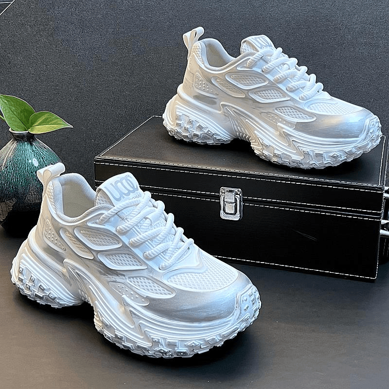 夏季白色休闲鞋男网面透气小白鞋做旧复古老爹鞋男韩版潮流运动鞋