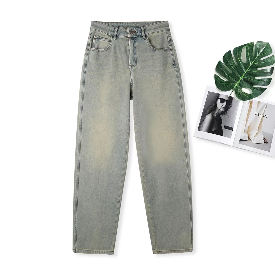 Boyiyy牛仔裤女2025春四面弹秋季新款窄版阔腿裤显瘦直筒裤91822