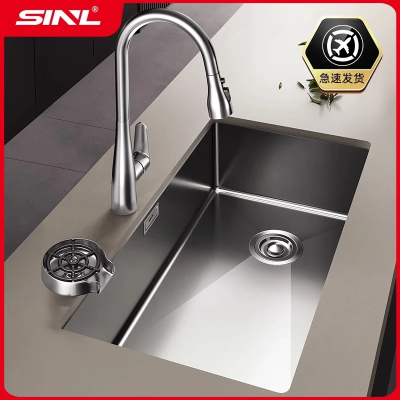 厨房水槽大单槽304不锈钢家用洗菜盆加厚手工洗碗池台中下盆特大