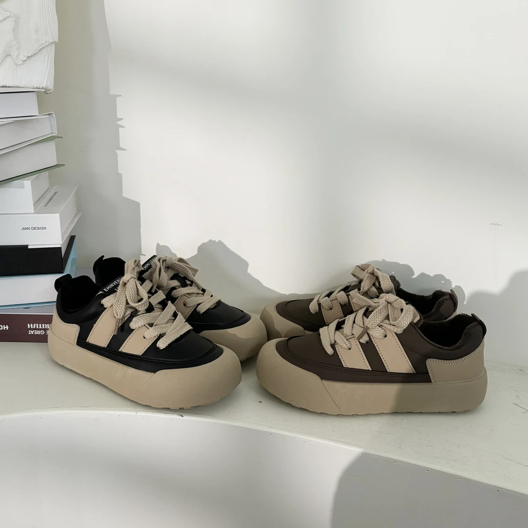 【 可爱 加绒 面包鞋  只有400多单】休闲厚底板鞋