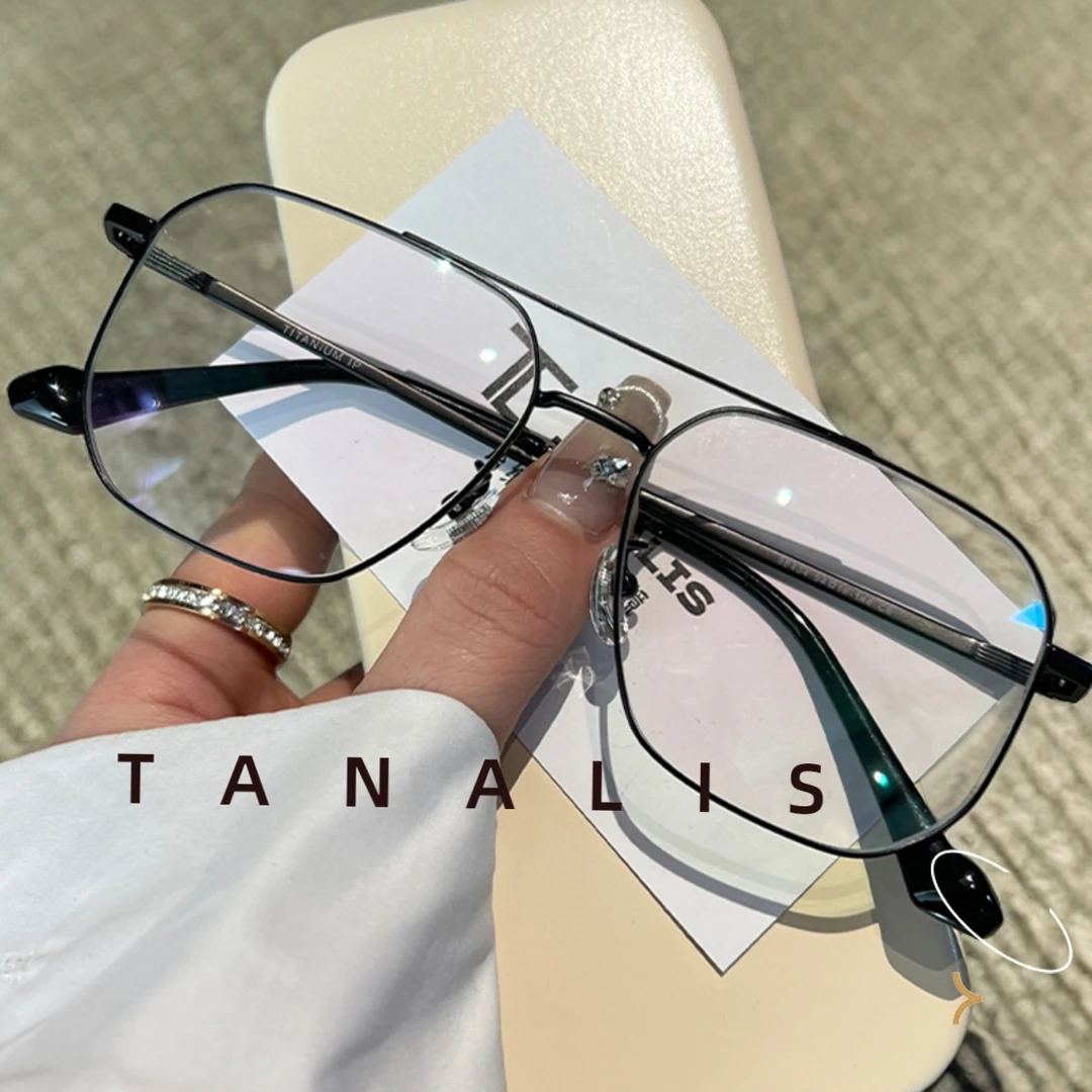 Tanalis「98434」网红韩版大框多边百搭超轻钛架树脂无色多边形眼镜