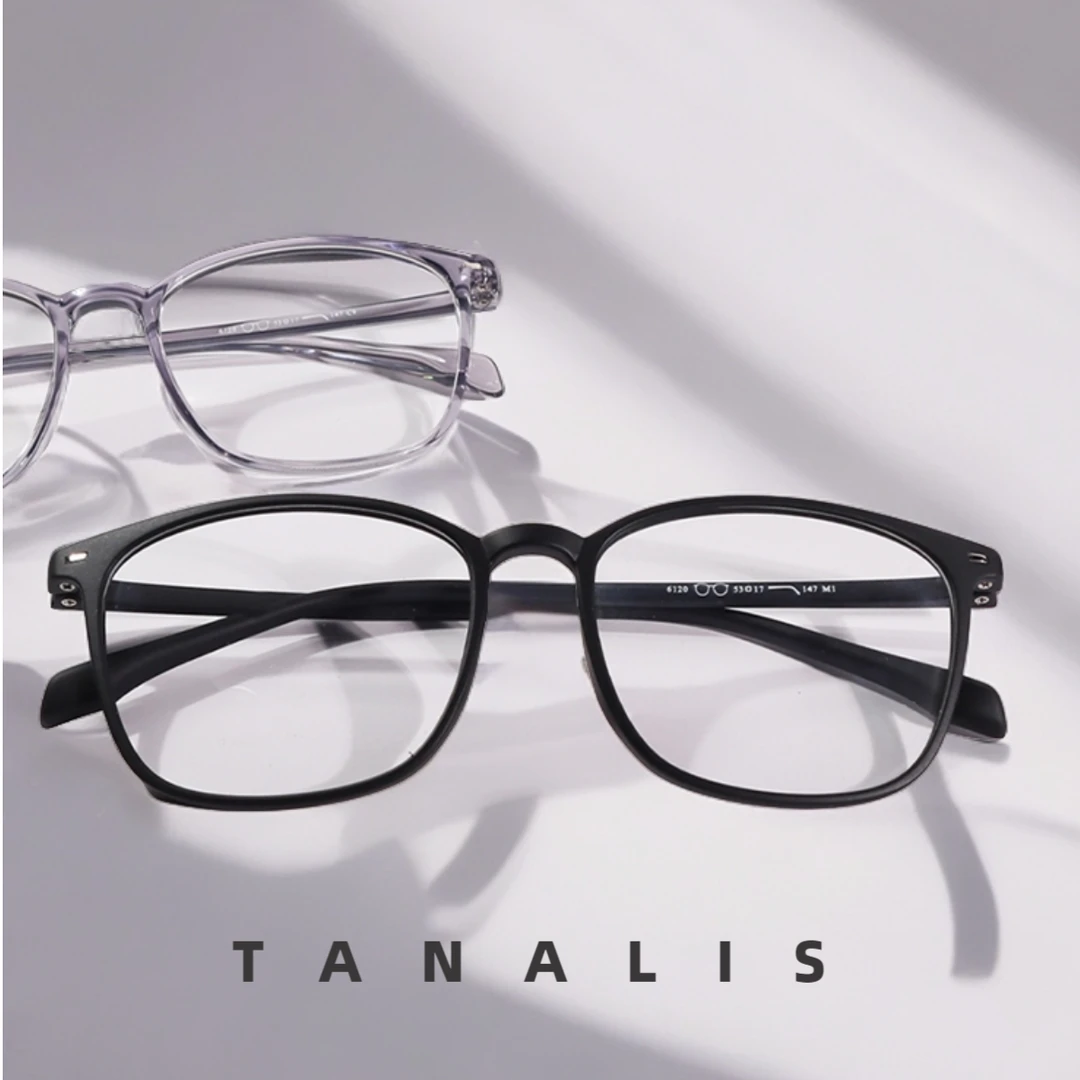 Tanalis「6120」超轻TR90材素颜黑框半框眼镜蓝光近视眼镜男款