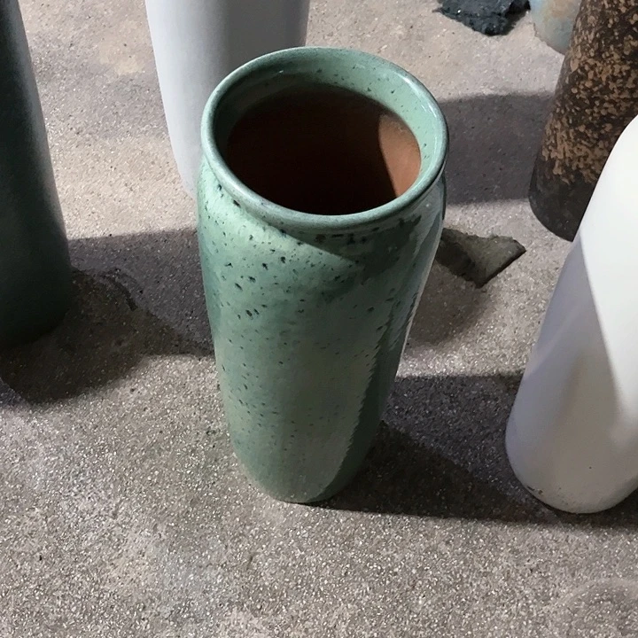 紫砂花盆高45口15绿色