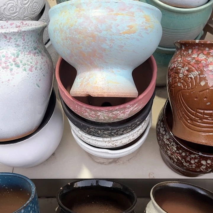 紫砂花盆高15口20两个