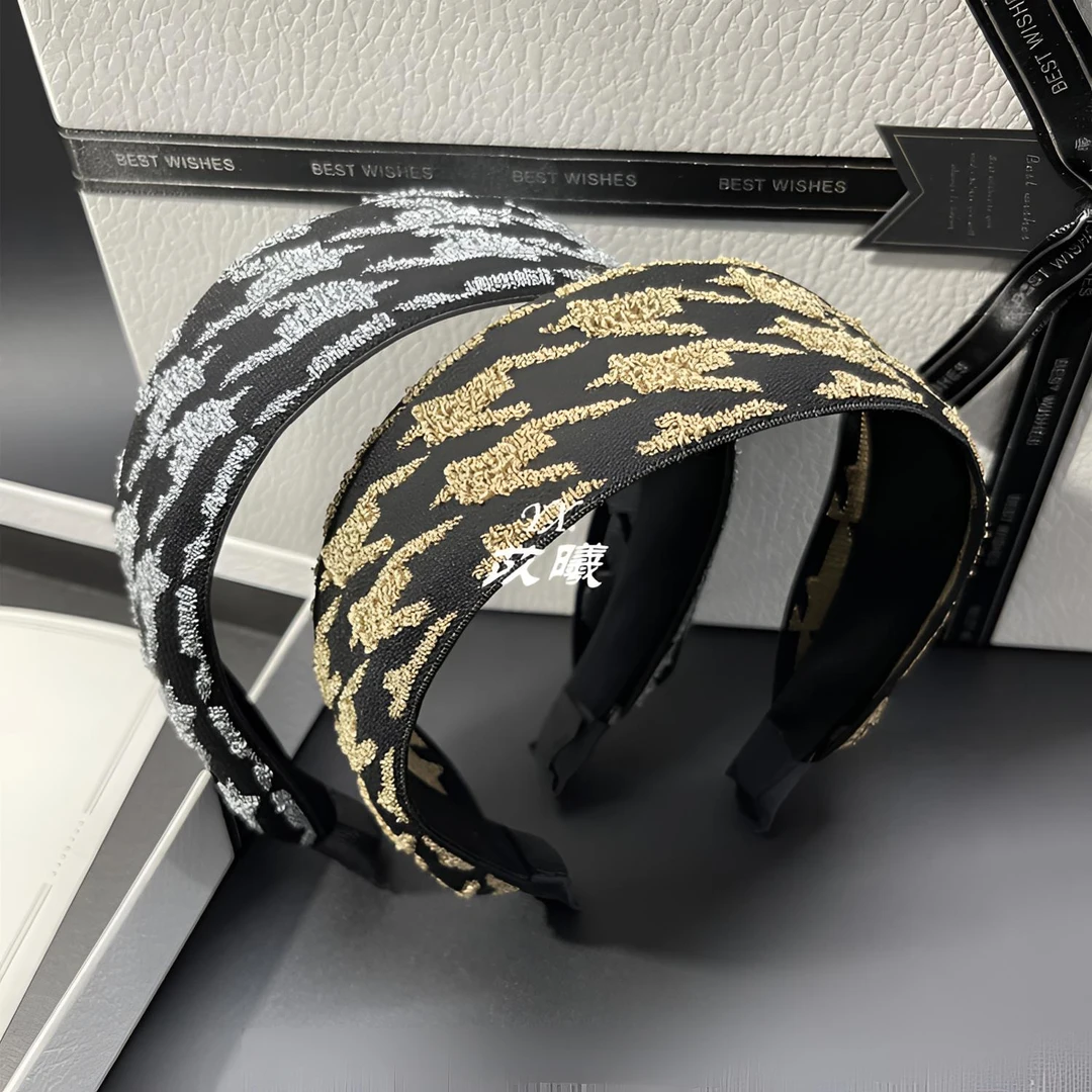 复古气质针织宽边遮白发发箍发饰ins韩版时尚千鸟格头箍发卡百搭