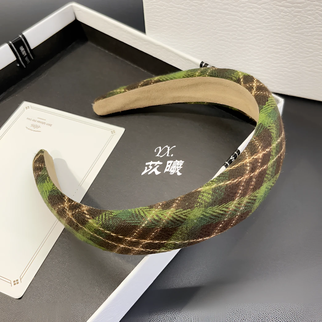 绿野仙踪复古格气质磨毛格纹海绵高颅顶发箍时尚秋冬百搭头箍发卡
