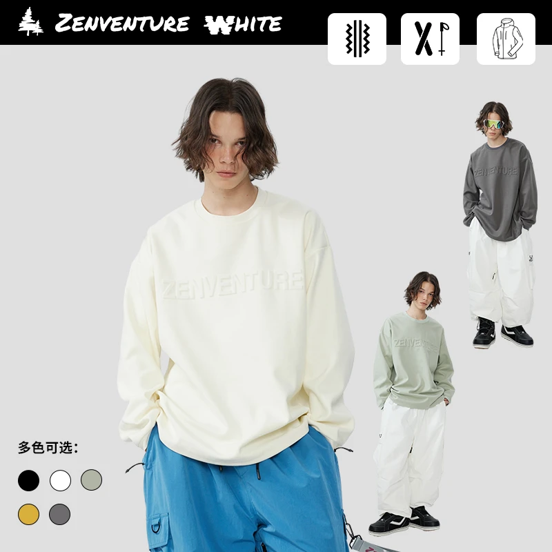 ZenventureWhite 滑雪卫衣 冬季滑雪宽松男女保暖长袖滑雪卫衣