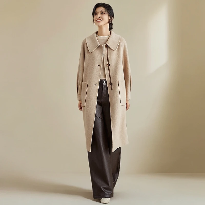 【ZL】24新款韩版棉羊毛大衣长款高品质气质风大衣2531