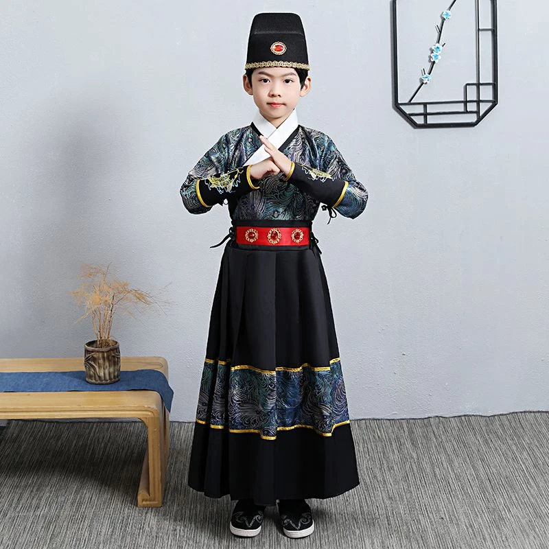 儿童汉服男童春装明制锦衣卫飞鱼服小男孩童装汉服古装演出服汉服