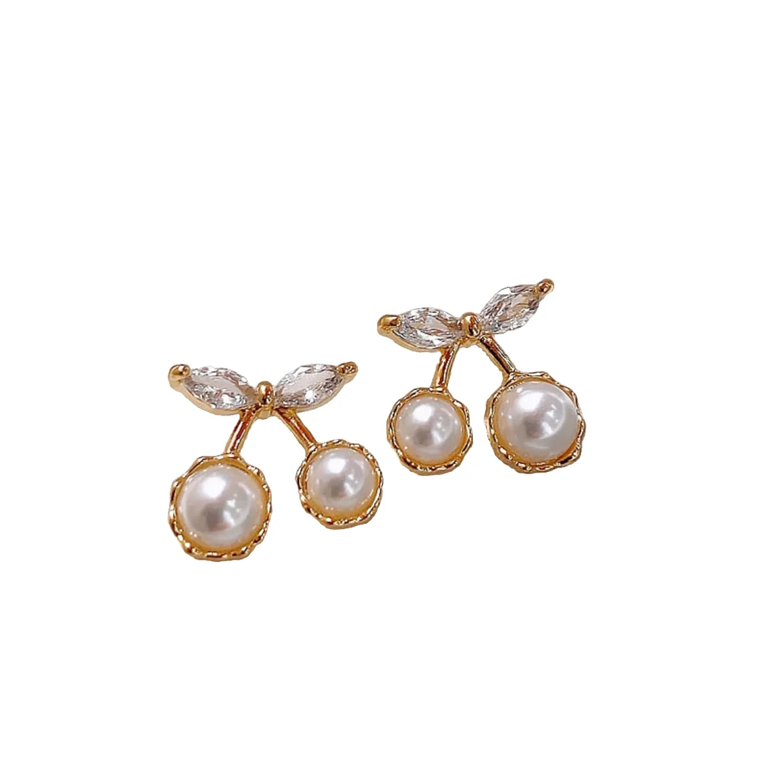 合金合成锆石耳饰 【桃你欢心】樱桃春季气质时尚百搭小众个性精致