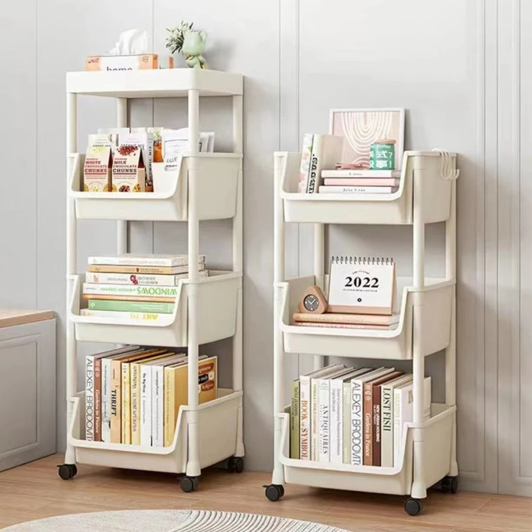 四层可移动书架置物架儿童玩具收纳架家用落地简易书柜桌下零食架