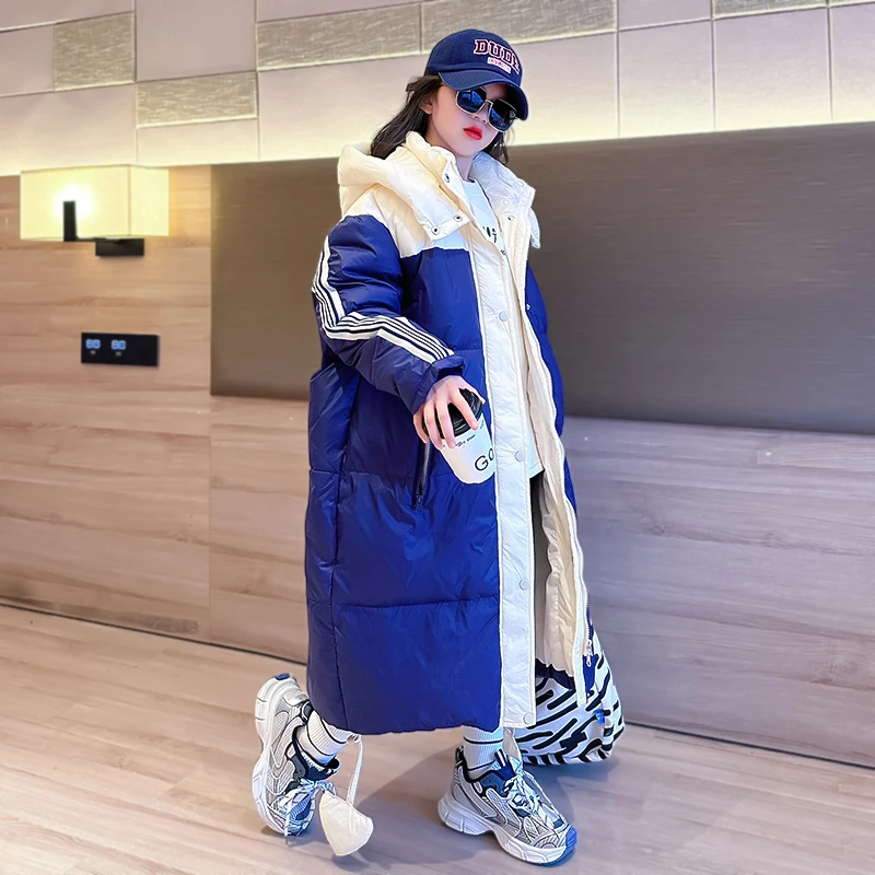 女童冬季长款羽绒服2024新款大童白鸭绒高级感外出服保暖冬羽绒服