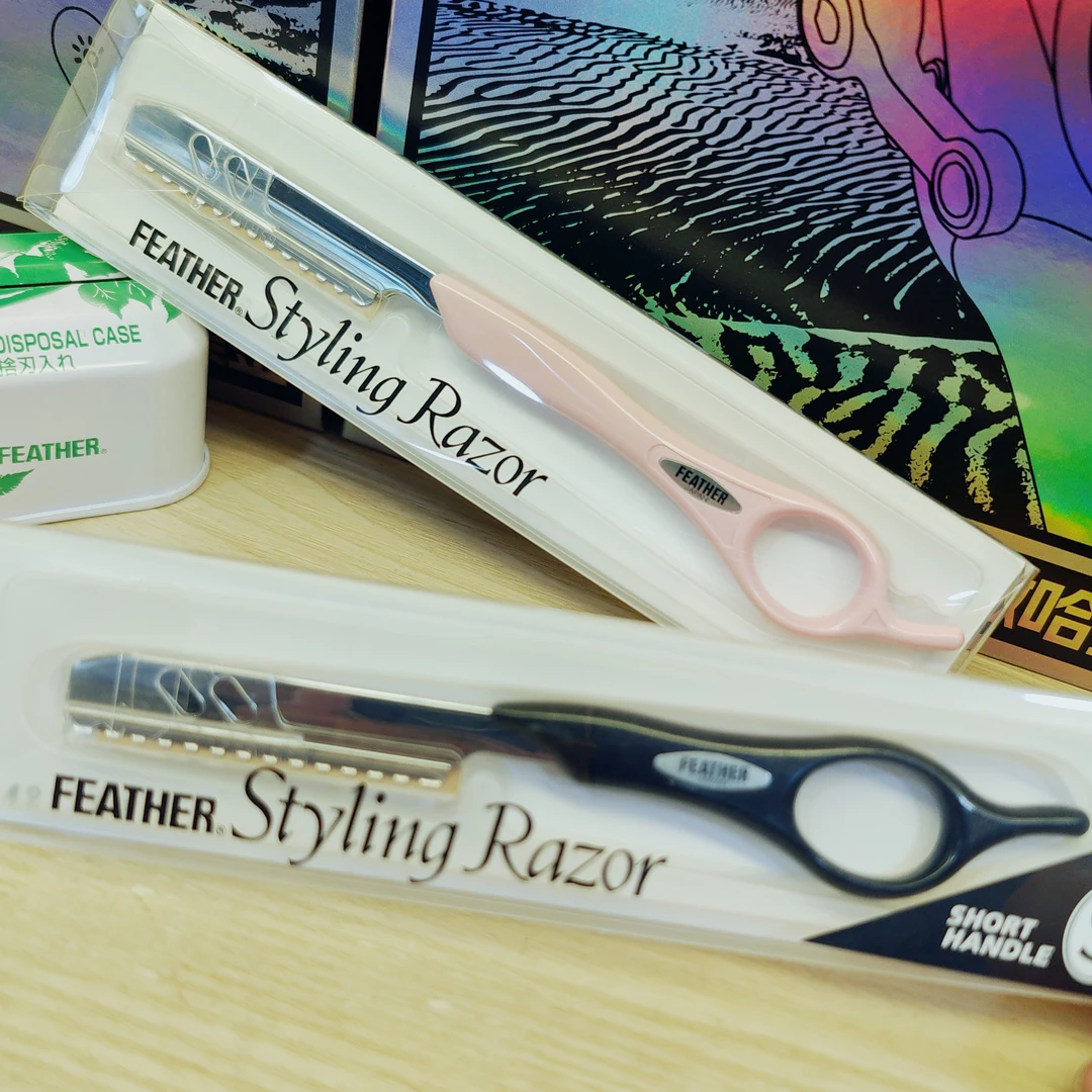 日本进口原装FEATHER羽毛专业直柄理发削刀日式打薄发型师削刀