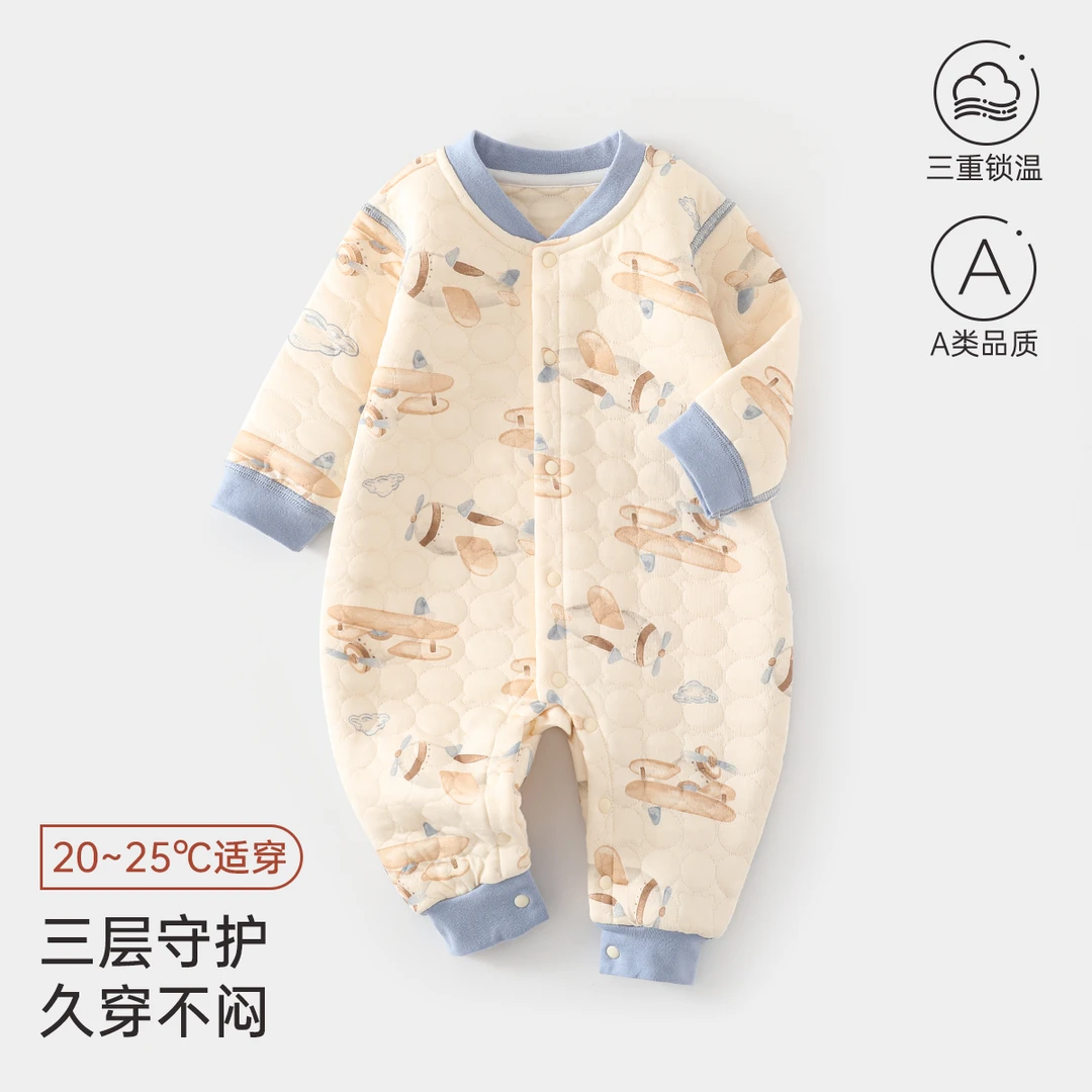 2024新款婴幼儿保暖连体衣宝宝衣服新生儿纯棉A类安阳婴童装