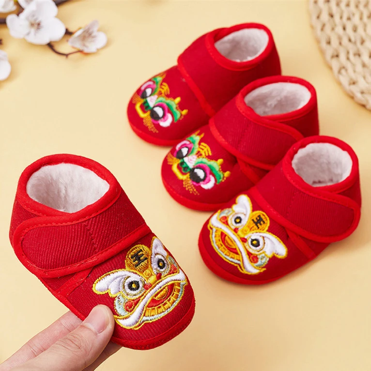 虎头鞋婴儿鞋子冬季抓周老虎鞋软底男宝宝步前鞋加绒加厚保暖棉鞋