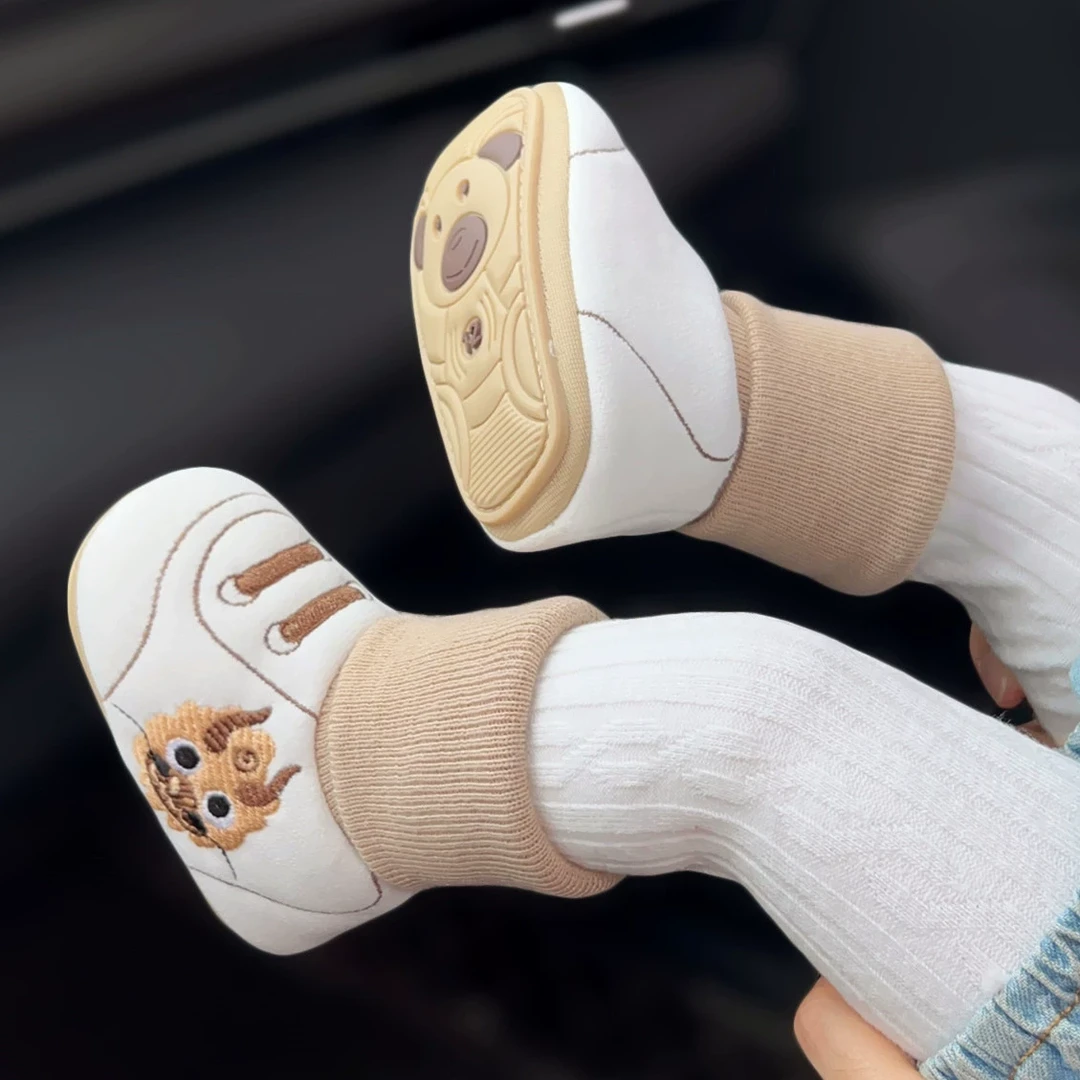 宝宝鞋冬季可爱小龙鞋袜软底加绒加厚保暖学步鞋防滑柔软鞋袜婴儿