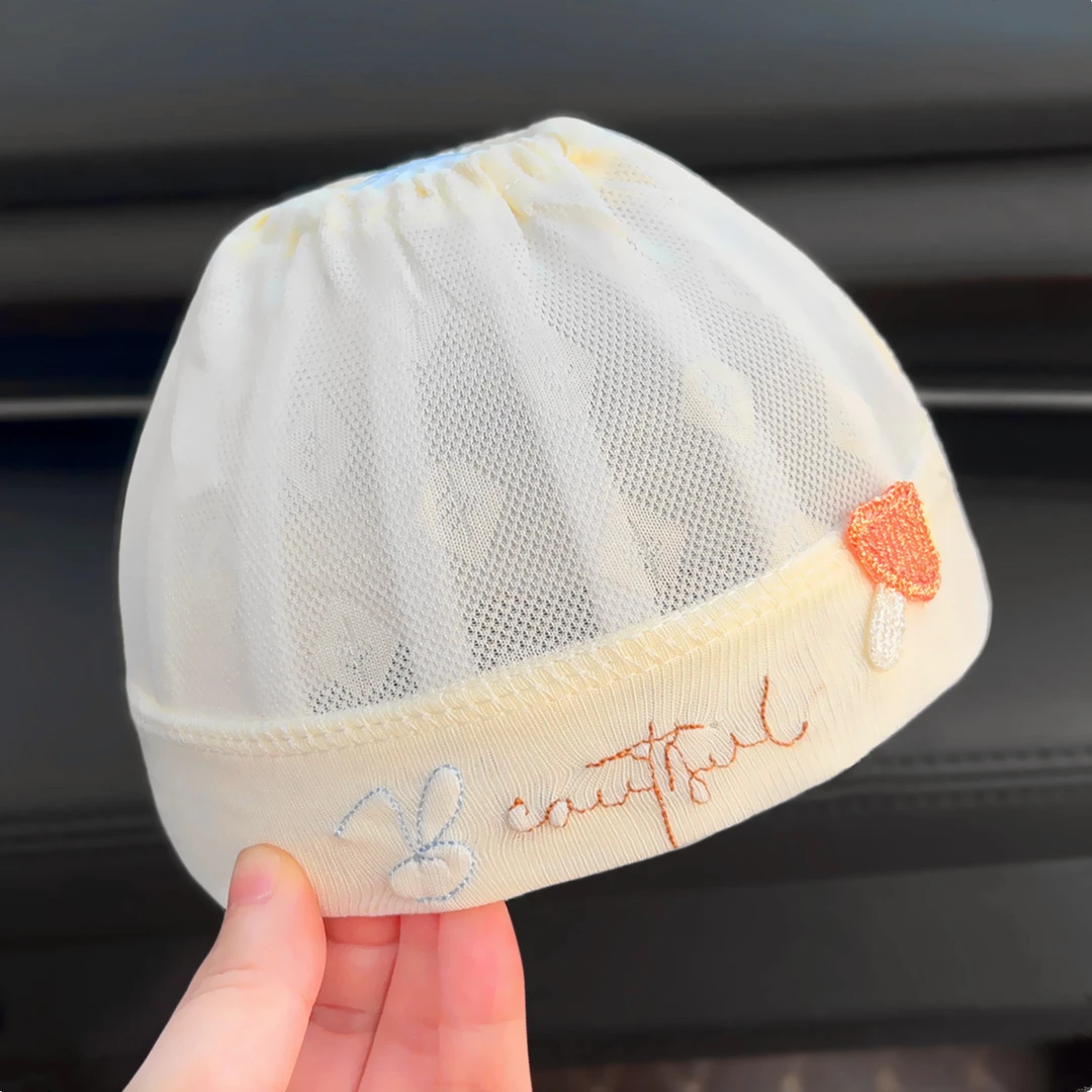 婴儿帽子夏季薄款护囟门帽0宝宝3月空顶帽凉帽新生儿超薄无骨胎帽