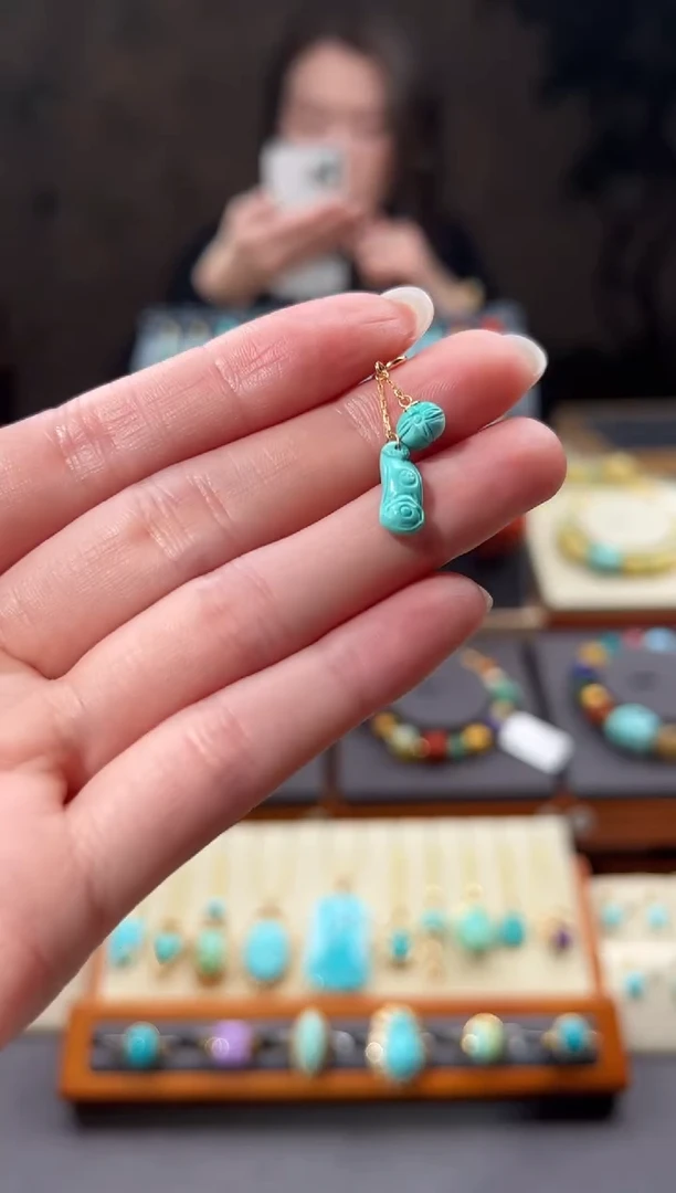 【闪购商品】绿松石提溜18K金镶嵌绿松石提溜