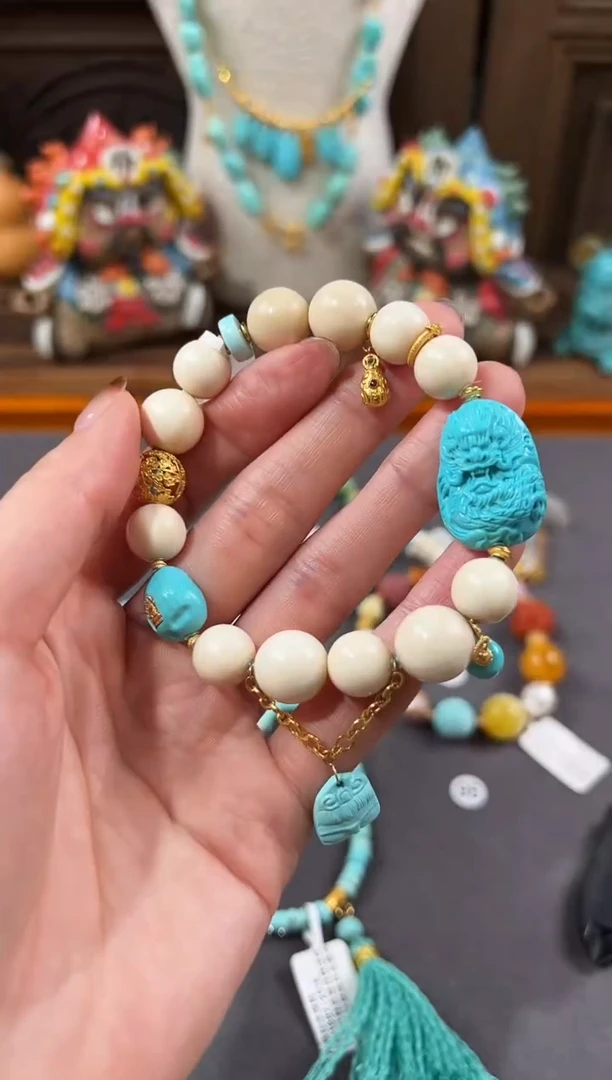 【闪购商品】绿松石手链18K金镶嵌绿松石手串