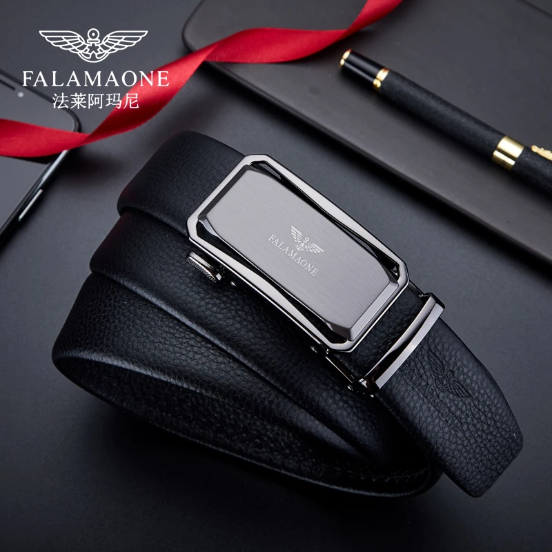 法莱阿玛尼皮带男士真皮自动扣高档商务腰带年轻人送男友时尚轻奢