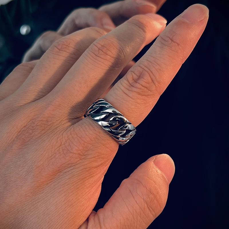 徐清然 钛钢戒指 潮男时尚编织指环个性欧美戒指男士款饰品单身戒