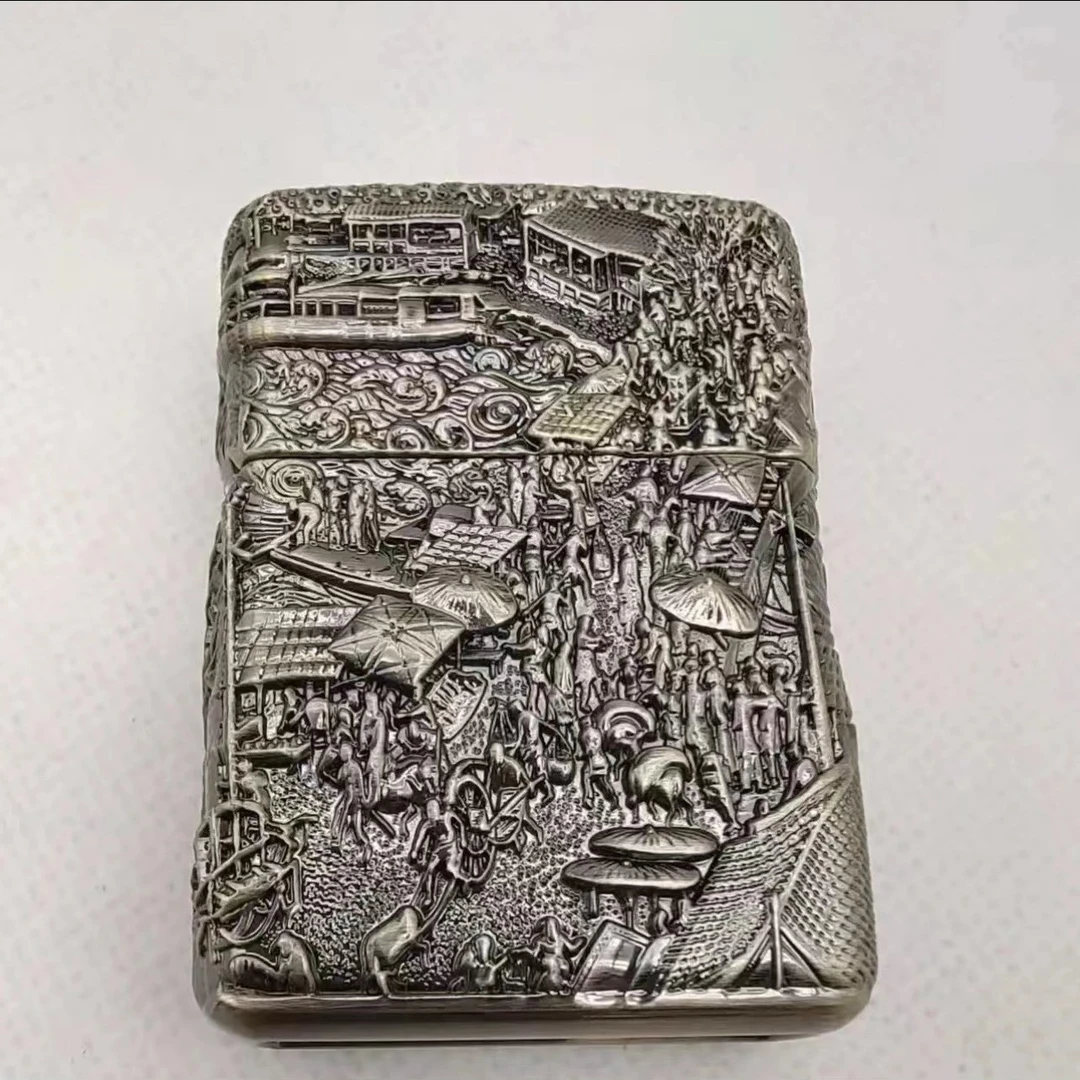 Zippo打火机DIY205重甲套甲清明上河图锦盒男士礼品送礼收藏防风