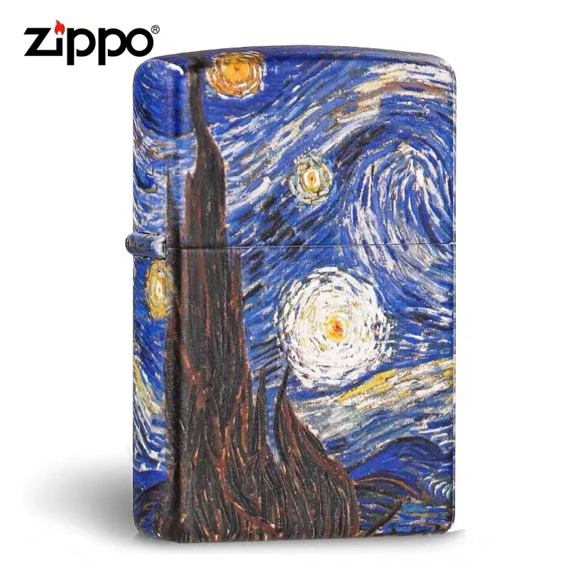 ZIPPO打火机205彩印梵高星空夜男士礼品送礼防风收藏蓝色DY9802CY