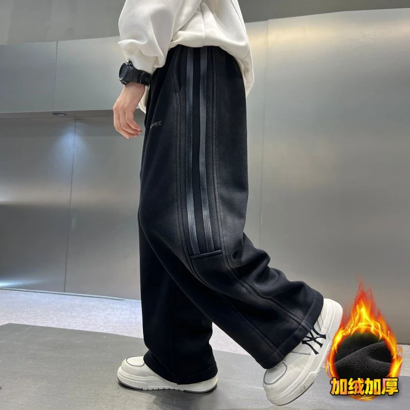 男童裤子秋冬款2024新款中大儿童秋装加绒加厚运动卫裤男孩秋季潮