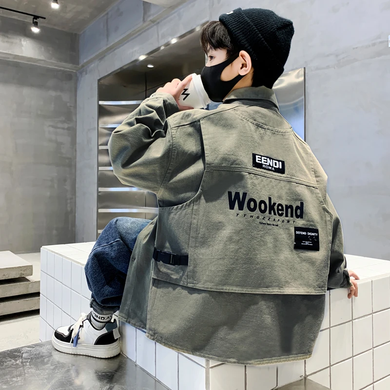 儿童装男童秋装衬衫春秋款2024新款中大童牛仔衬衣男孩秋季外套潮