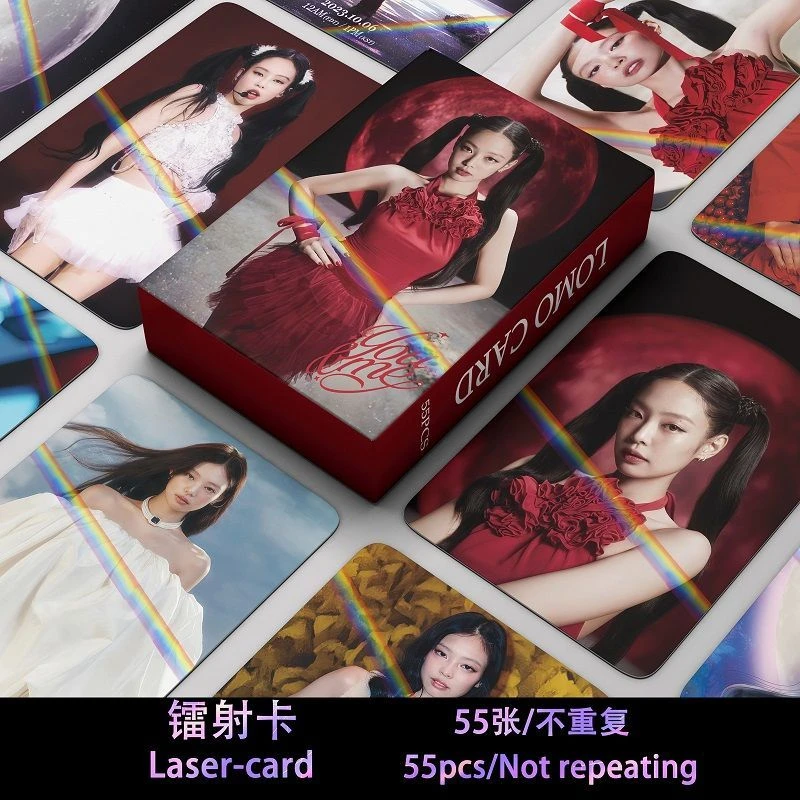 BLACKPINK55张粉墨JENNIE镭射小卡you and me闪卡金智妮自印双面