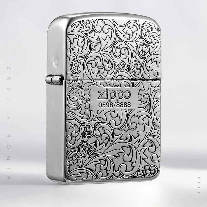 zippo打火机正品1941复刻镀银/黄铜双面唐草限量8888正版TC9901SK