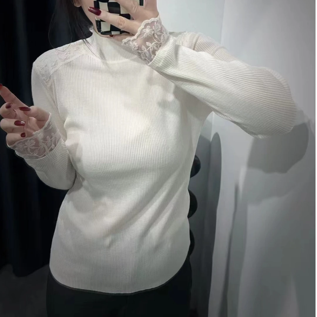 【苗姐优选】重工刺绣羊毛打底质感气质女打底上衣999810BZ