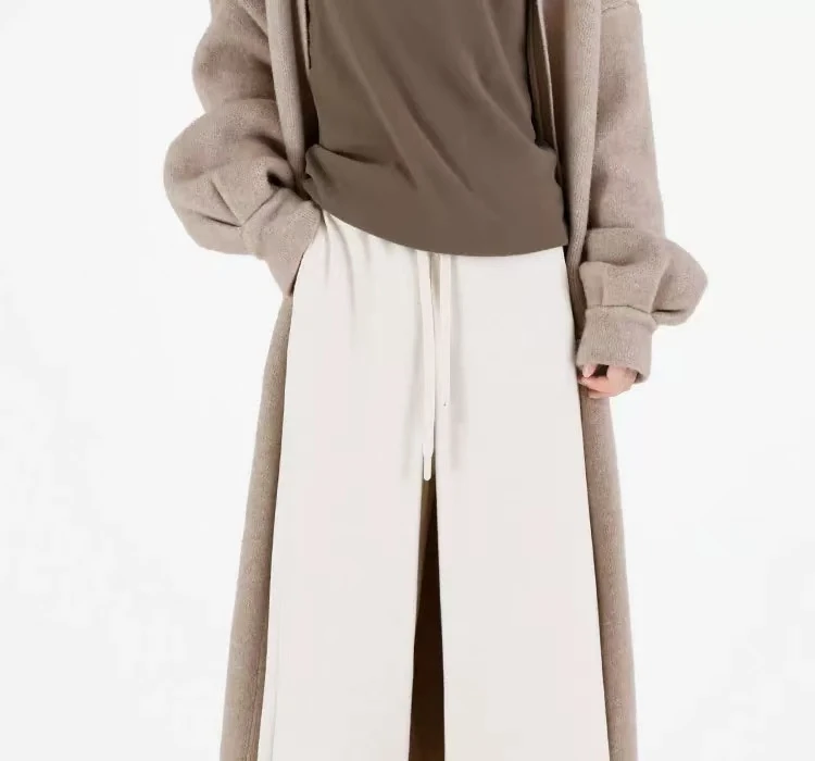 XFN【简约出行】2024秋冬新款垂感直筒裤显瘦宽松窄版薄绒阔腿裤