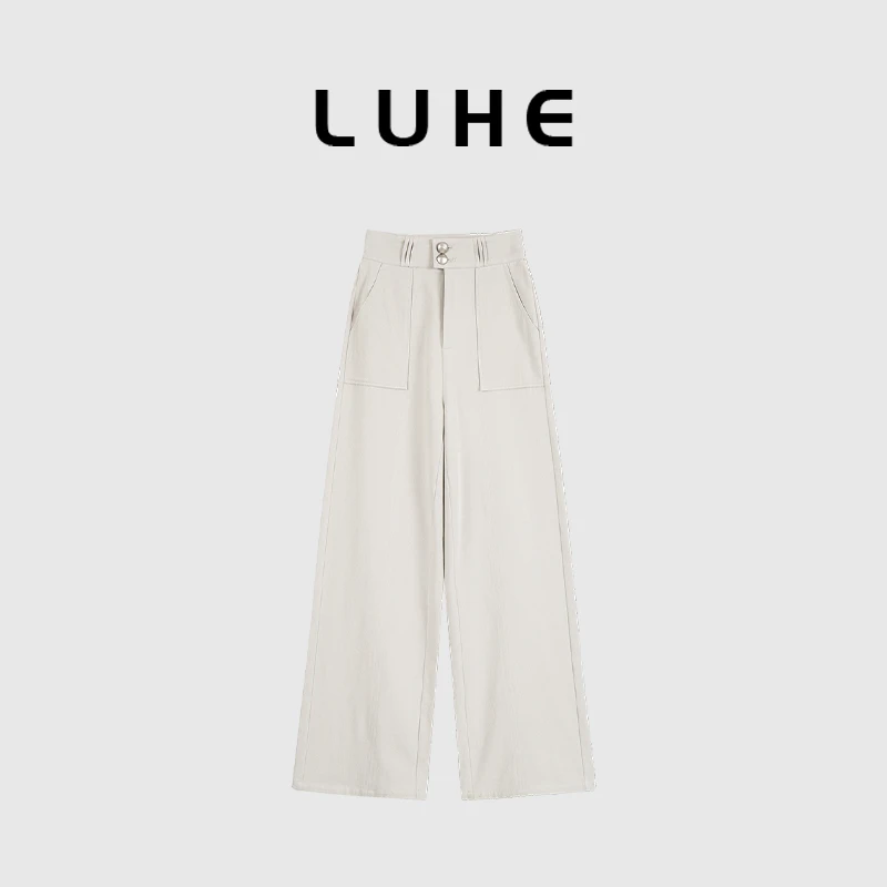 LUHE【安东尼】高货线100%棉小众雅致青灰色水洗直筒长腿buff牛仔裤