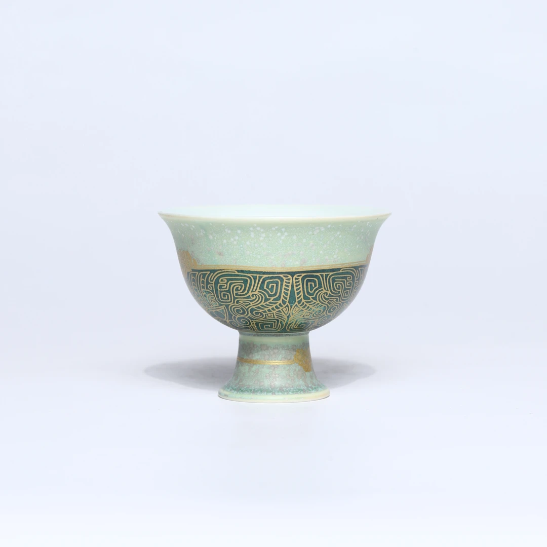 【非遗茶空间】青铜纹高足杯 中式茶杯茶具茶器