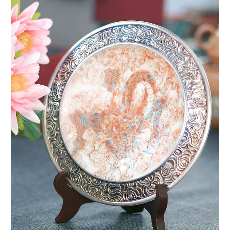 【非遗茶空间】何赋森彩金绘龙纹壶承DC-534 中式茶具茶器