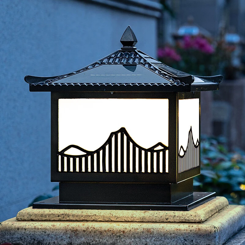 （拍一发二）太阳能柱头灯别墅大门柱灯户外庭院灯围墙防水柱子灯