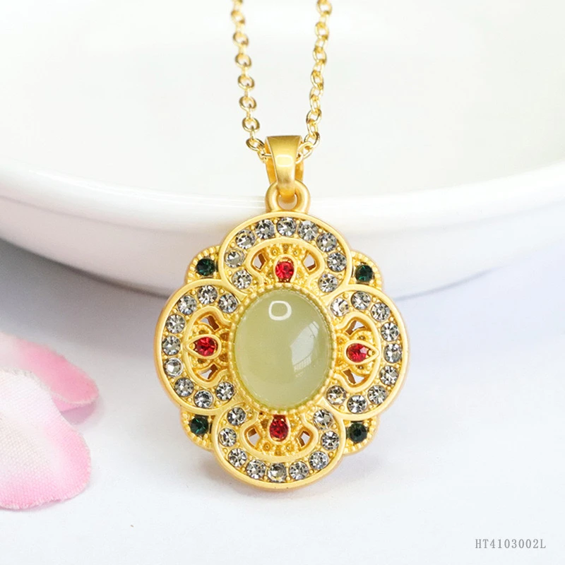 气质 复古  五福  和田玉吊坠坠链百搭时尚=N1