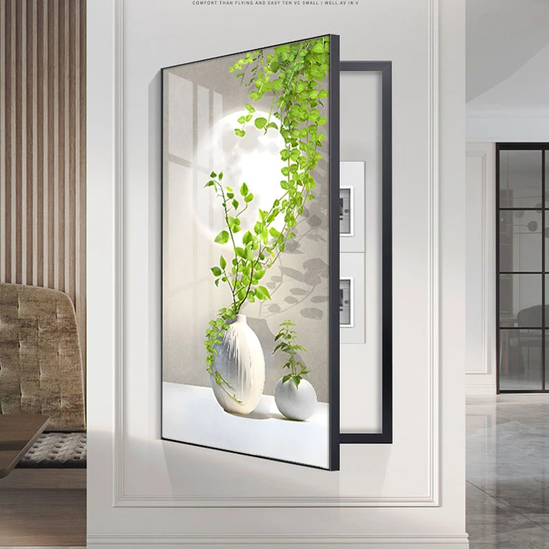 大尺寸电表箱挂画晶瓷配电箱装饰画竖版遮挡装饰挂画轻奢高档大气