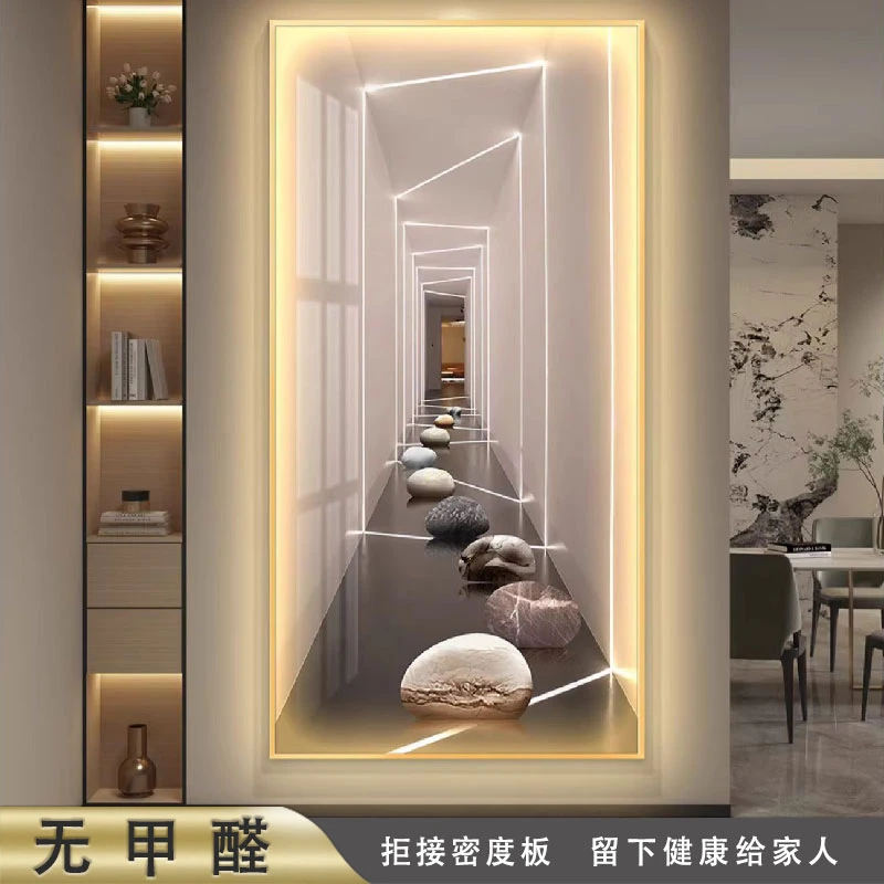 雪弗板带灯高级感几何抽象装饰画时尚防水挂画现代简约入户玄关画