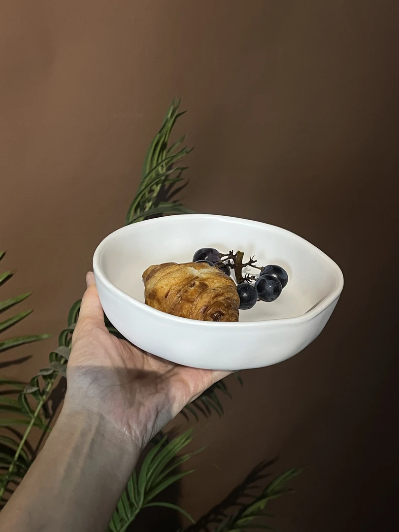 p267 ins风陶瓷深盘异形麻点白菜盘 微瑕 凑满20发货