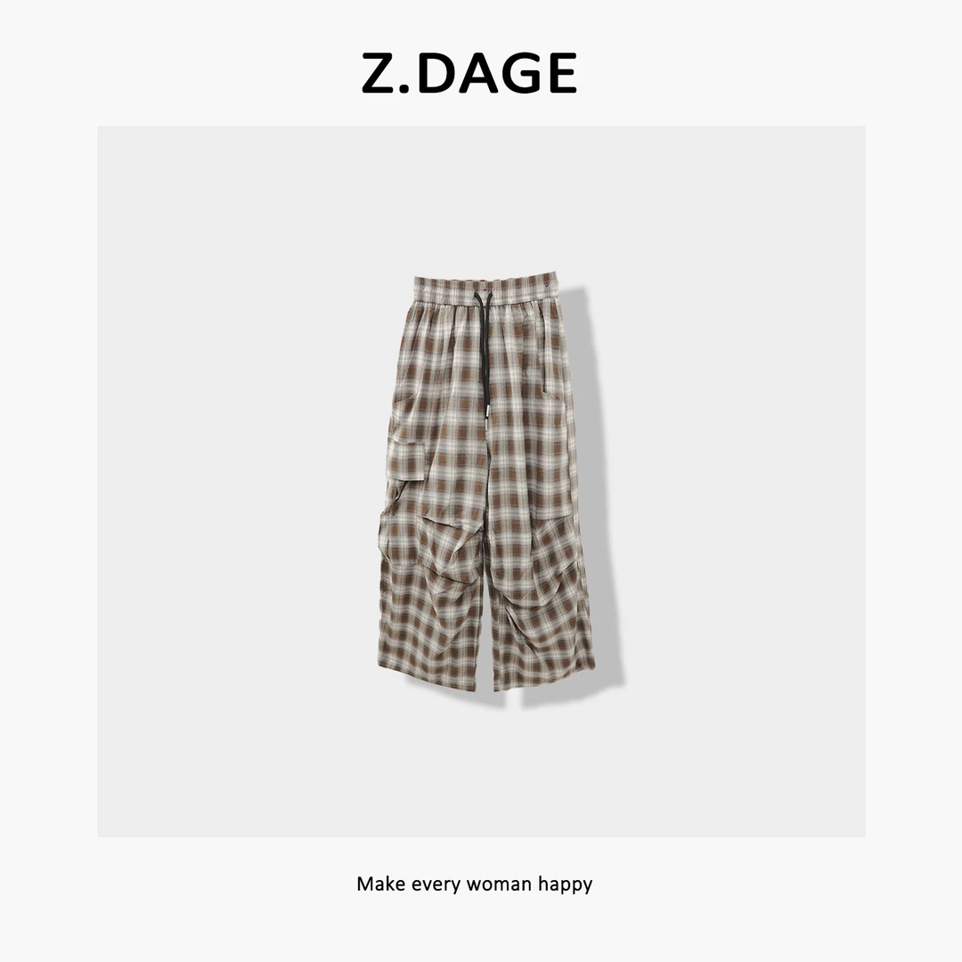 Z.DAGE'万年格‘时尚极简百搭格子显瘦款休闲裤款式裤子女-F30336