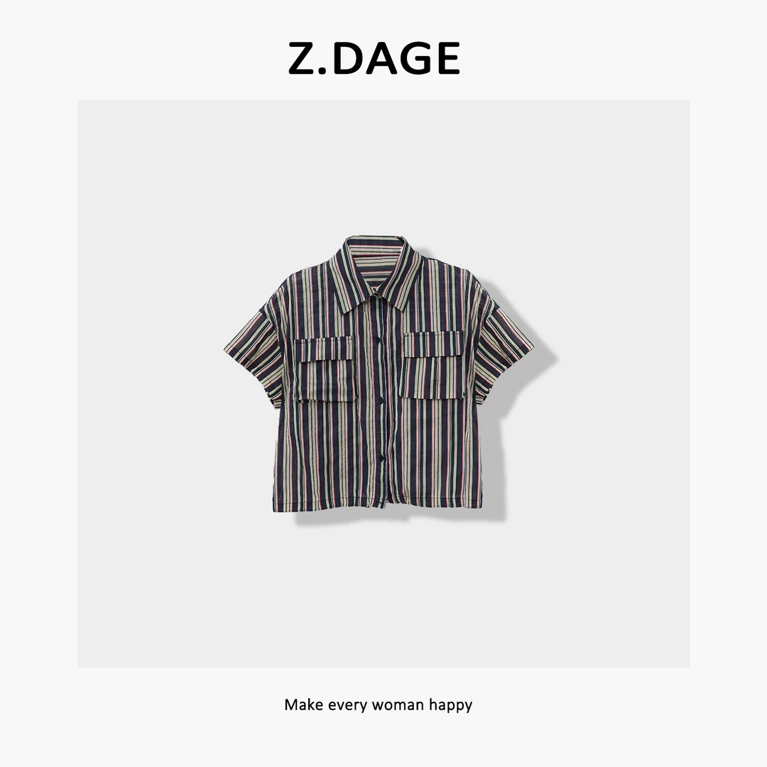 Z.DAGE'复古年华‘时尚极简百搭潮牌竖纹设计夏季衬衫衬衣女-66100