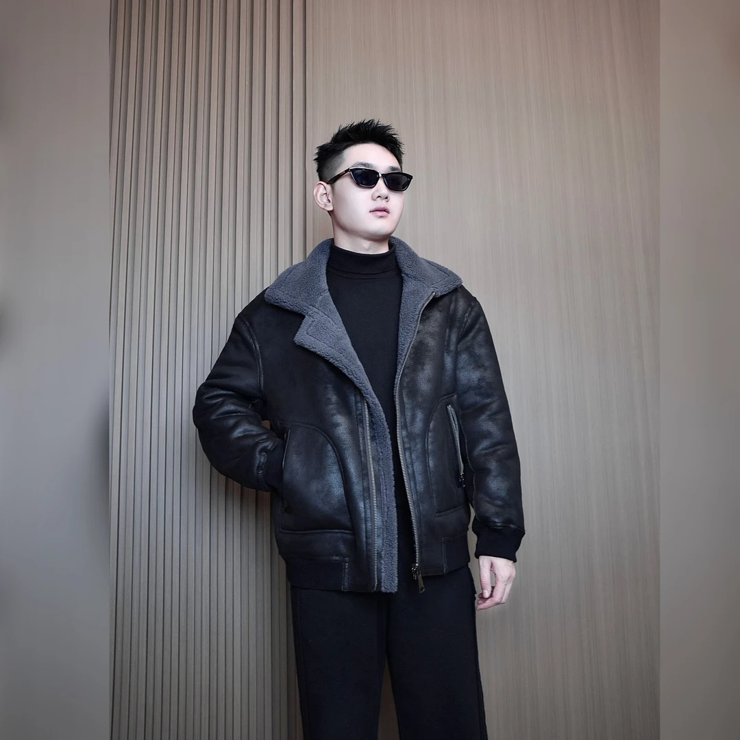 伽兹洛海宁秋冬季翻领保暖连帽通勤风夹克时尚欧若精灵风男士短款