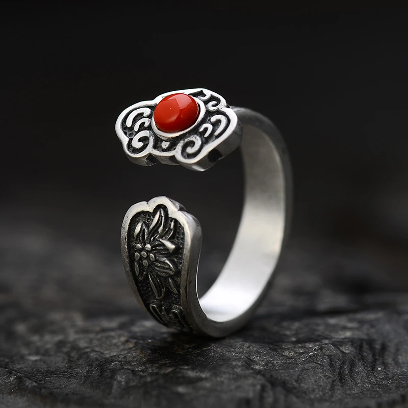 泰光银楼 足银戒指 足银如意戒指复古国风银饰