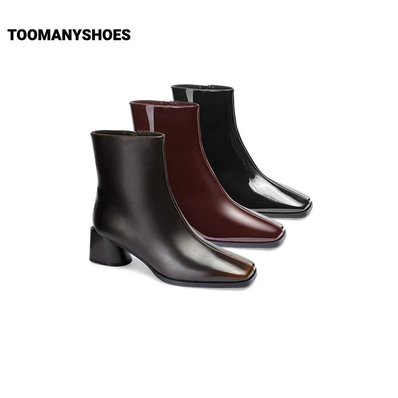 【24秋冬新款】Toomanyshoes靴子2024秋冬新款吸金法则瘦靴方头高跟