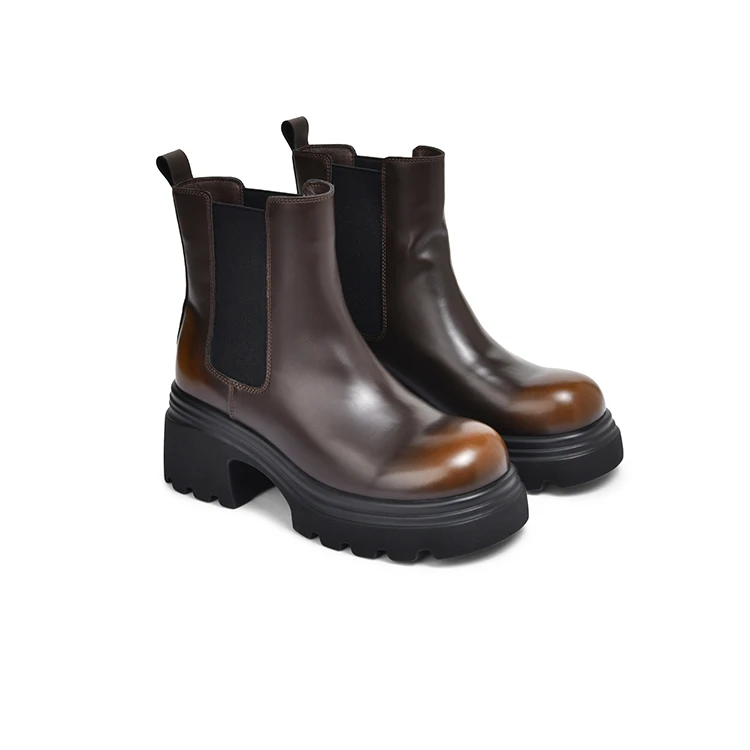 【24秋冬新款】Toomanyshoes靴子24雅丹风新款公路旅行厚底增高烟筒