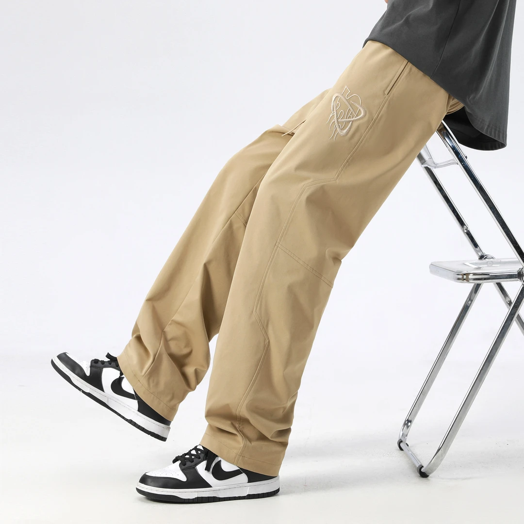 SIDEEFFECT基础款字母Logo刺绣拖地阔腿直筒休闲裤SID-XY1074