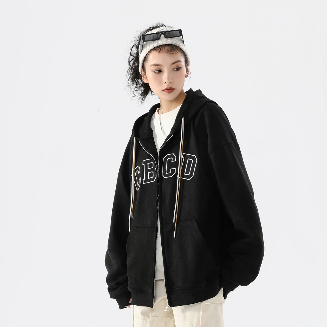 CBCD字母标识贴布绣印花宽松连帽卫衣CBCD-LK6020