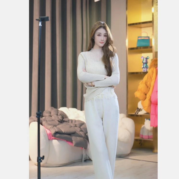 【张喜喜】高腰百搭休闲显瘦时尚气质羊毛裤女 241026
